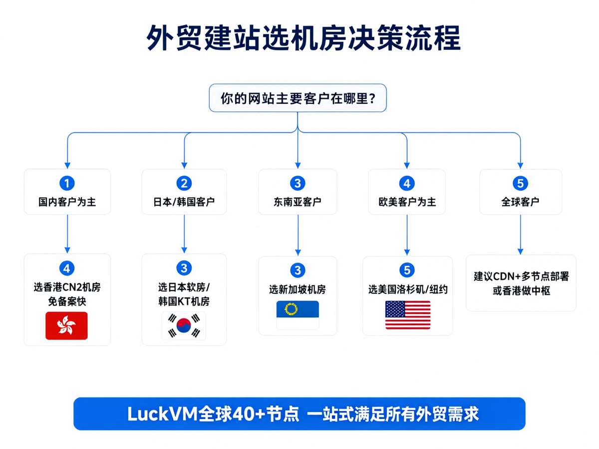 外贸建站选机房决策流程图